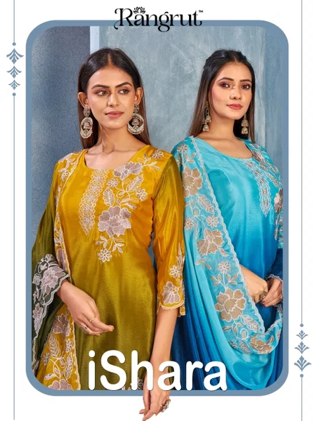 Rangrut Ishara Chinon Embroidery Readymade Plazzo Suits